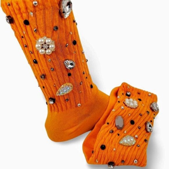 Simply Chic Golden Yellow Crystal Rhinestone Slouch Junk Socks "Baby" YS1507 - Picture 3 of 4